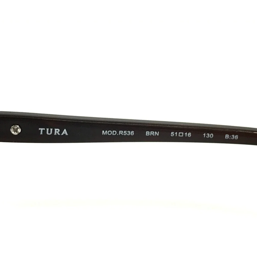 Tura Eyeglasses Frames MOD.R536 BRN Polished Havana Gold Crystals 51-16-130